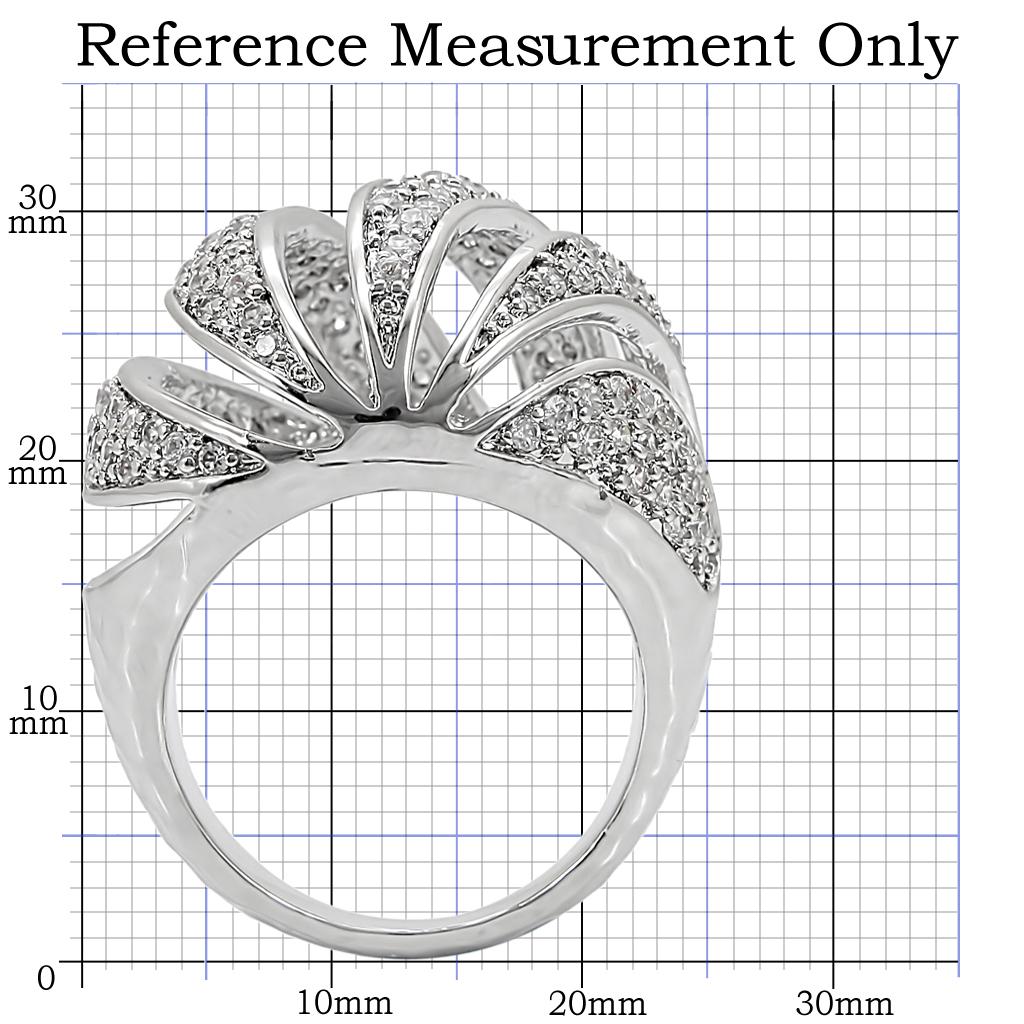 1W019 - Rhodium Brass Ring with AAA Grade CZ  in Clear