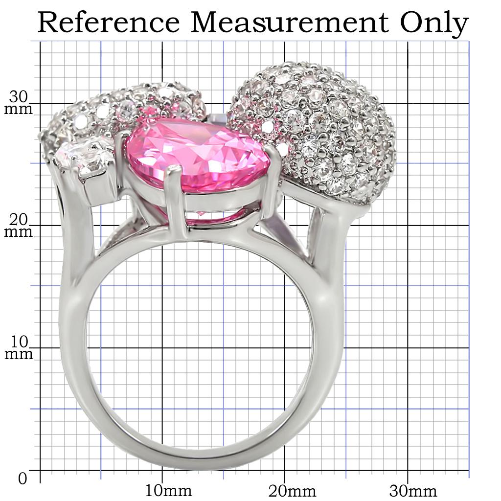 1W021 - Rhodium Brass Ring with AAA Grade CZ  in Multi Color