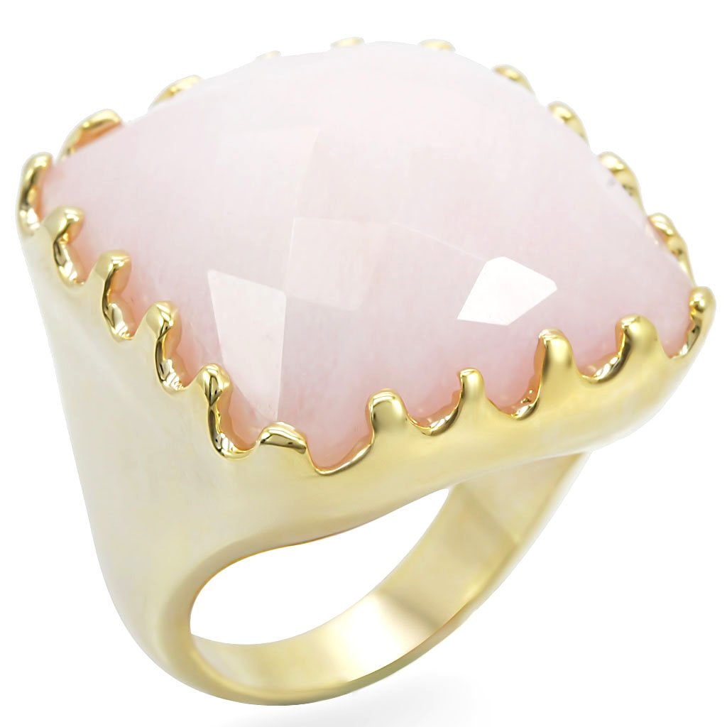 1W041 - Gold Brass Ring with Synthetic Jade in Rose