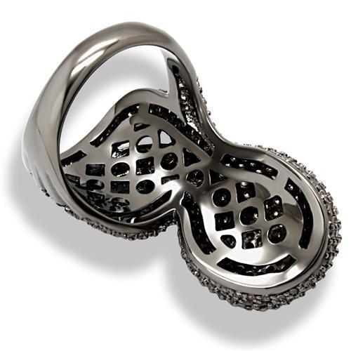 1W080 - Ruthenium Brass Ring with AAA Grade CZ  in Multi Color