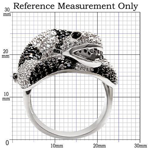 1W081 - Rhodium + Ruthenium Brass Ring with AAA Grade CZ  in Black Diamond