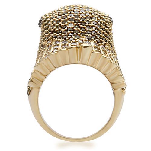 1W084 - Gold+Ruthenium Brass Ring with AAA Grade CZ  in Multi Color