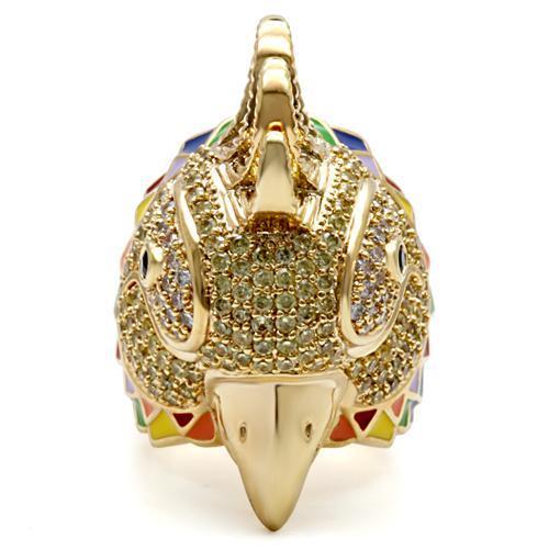 1W087 - Gold Brass Ring with AAA Grade CZ  in Multi Color