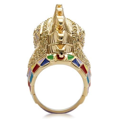 1W087 - Gold Brass Ring with AAA Grade CZ  in Multi Color