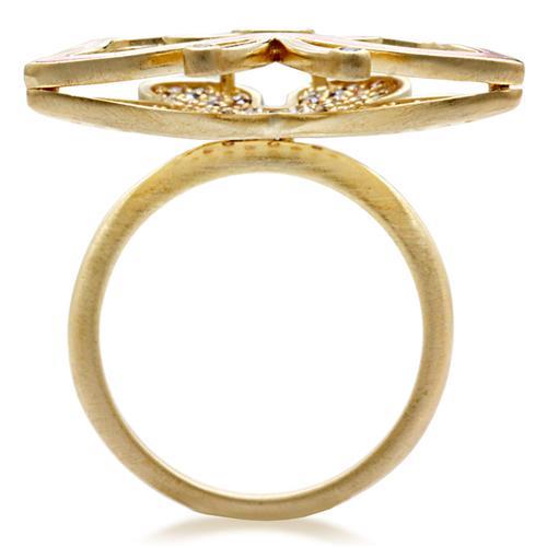 1W096 - Matte Gold Brass Ring with AAA Grade CZ  in Multi Color