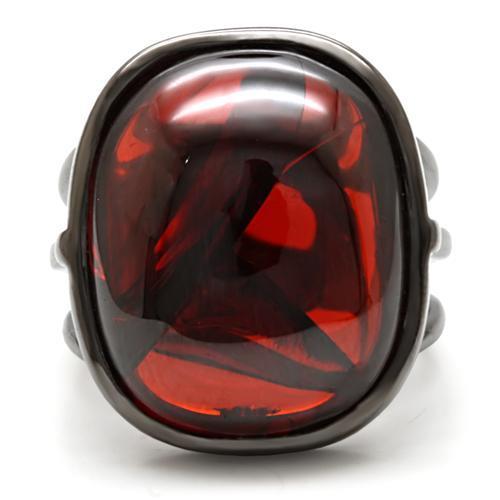 1W100 - Ruthenium Brass Ring with AAA Grade CZ  in Garnet