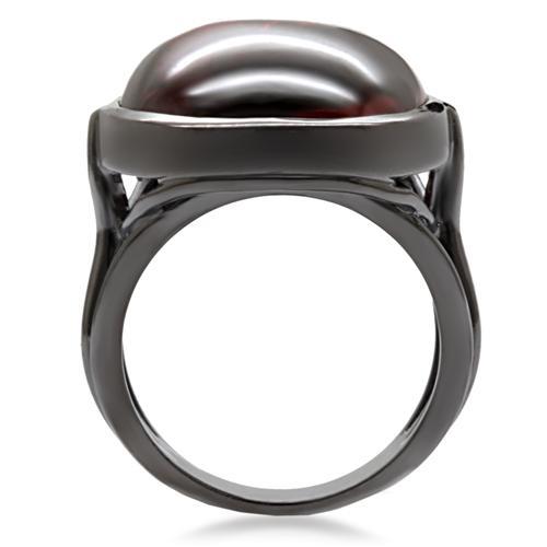 1W100 - Ruthenium Brass Ring with AAA Grade CZ  in Garnet