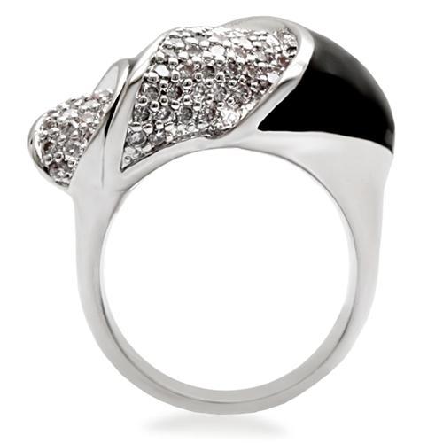 1W105 - Rhodium Brass Ring with AAA Grade CZ  in Clear