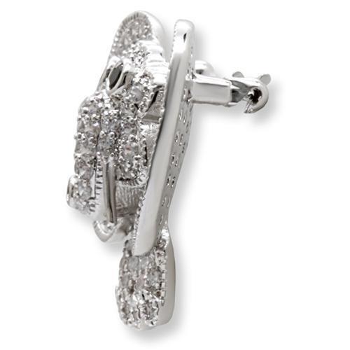 1W126 - Imitation Rhodium Brass Brooches with AAA Grade CZ  in Black Diamond