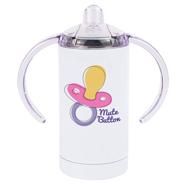 "Mute Button" Pacifier Sippy Cups with Handles