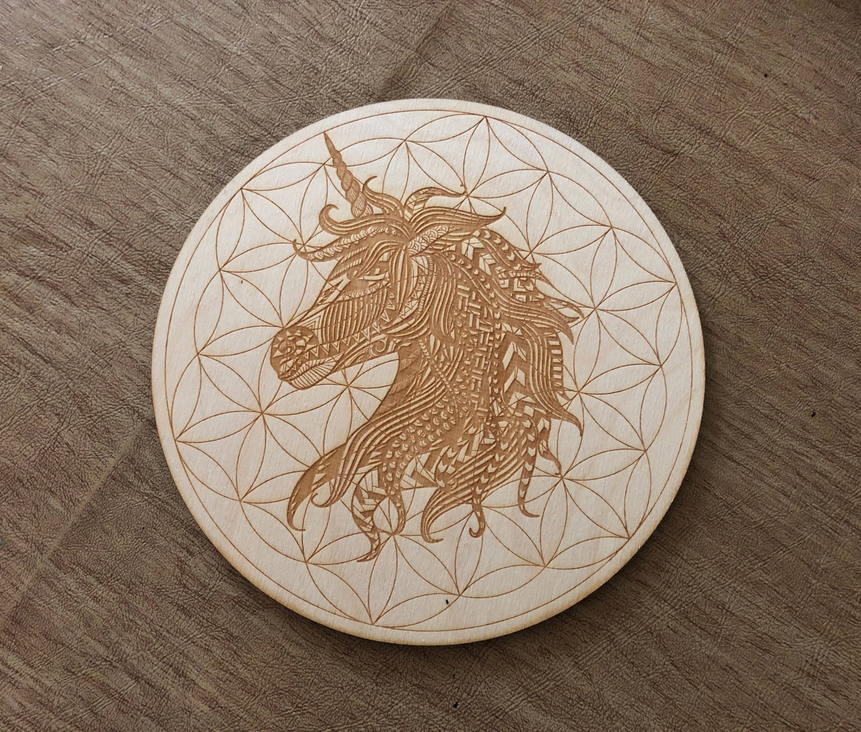 Unicorn Flower of Life Crystal Grid