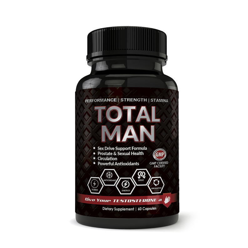 Total Man 1600mg-For increased Performance and Desire with Maca Root Powder, Tribulus & Tongkat Ali-Natural aphrodisiac and Libido booster (60 Capsules)