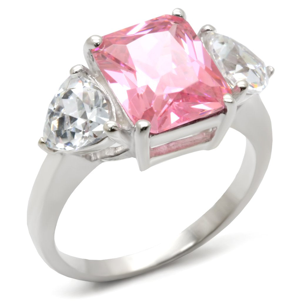 34101 - High-Polished 925 Sterling Silver Ring with AAA Grade CZ  in Rose