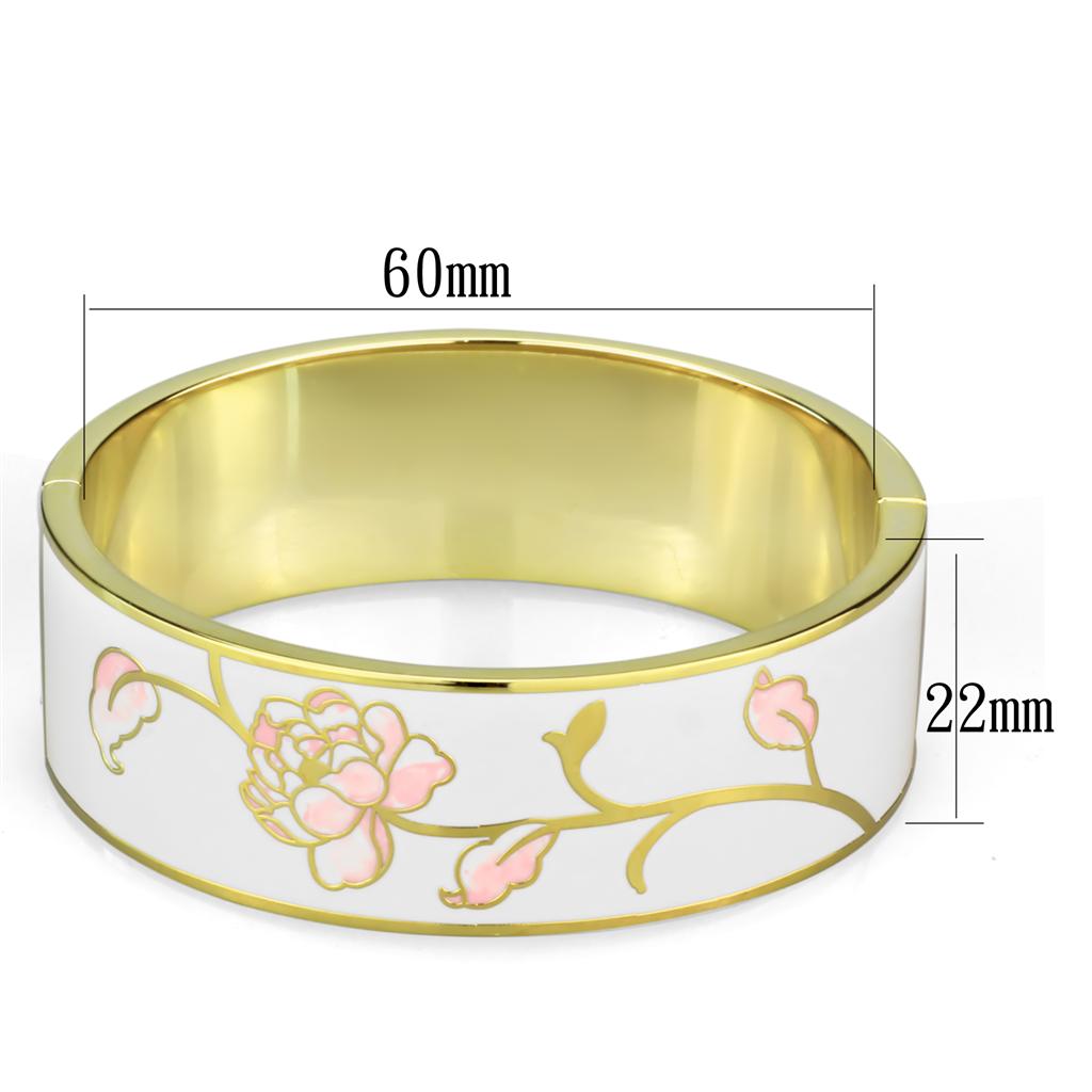 3W1017 - Gold White Metal Bangle with Epoxy  in White