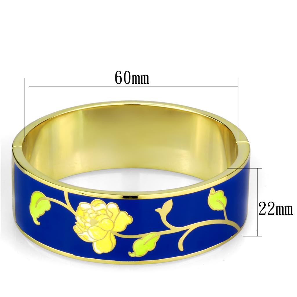 3W1018 - Gold White Metal Bangle with Epoxy  in Capri Blue