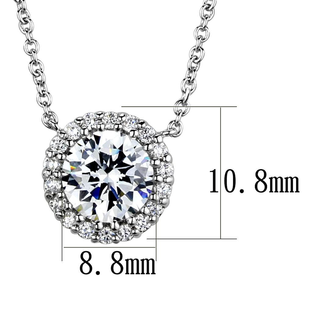 3W1027 - Rhodium Brass Chain Pendant with AAA Grade CZ  in Clear