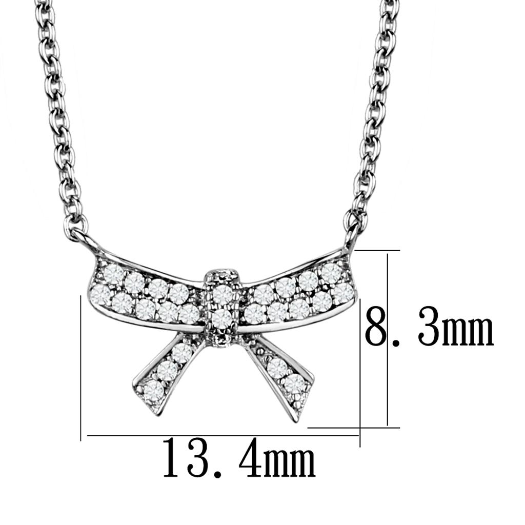 3W1028 - Rhodium Brass Chain Pendant with AAA Grade CZ  in Clear