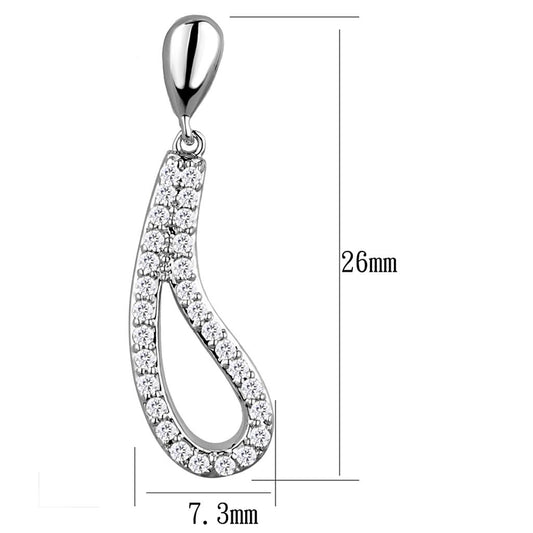 3W1044 - Rhodium Brass Earrings with AAA Grade CZ  in Clear