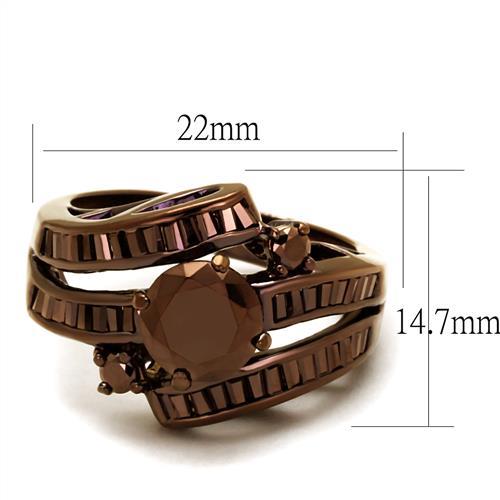 3W1106 - IP Coffee light Brass Ring with AAA Grade CZ  in Light Coffee