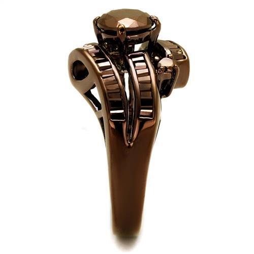 3W1106 - IP Coffee light Brass Ring with AAA Grade CZ  in Light Coffee