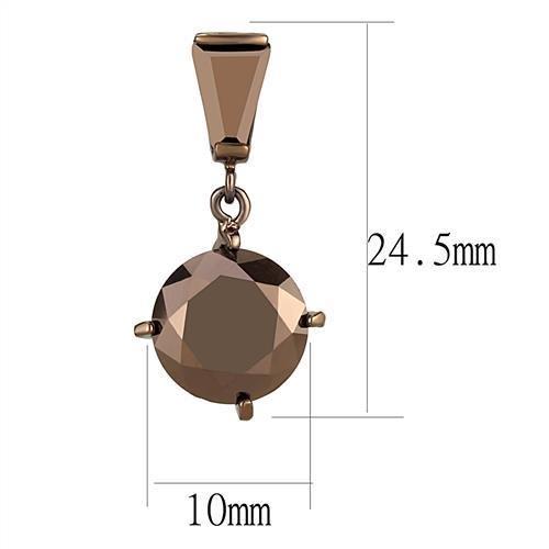 3W1133 - IP Coffee light Brass Earrings with AAA Grade CZ  in Light Coffee