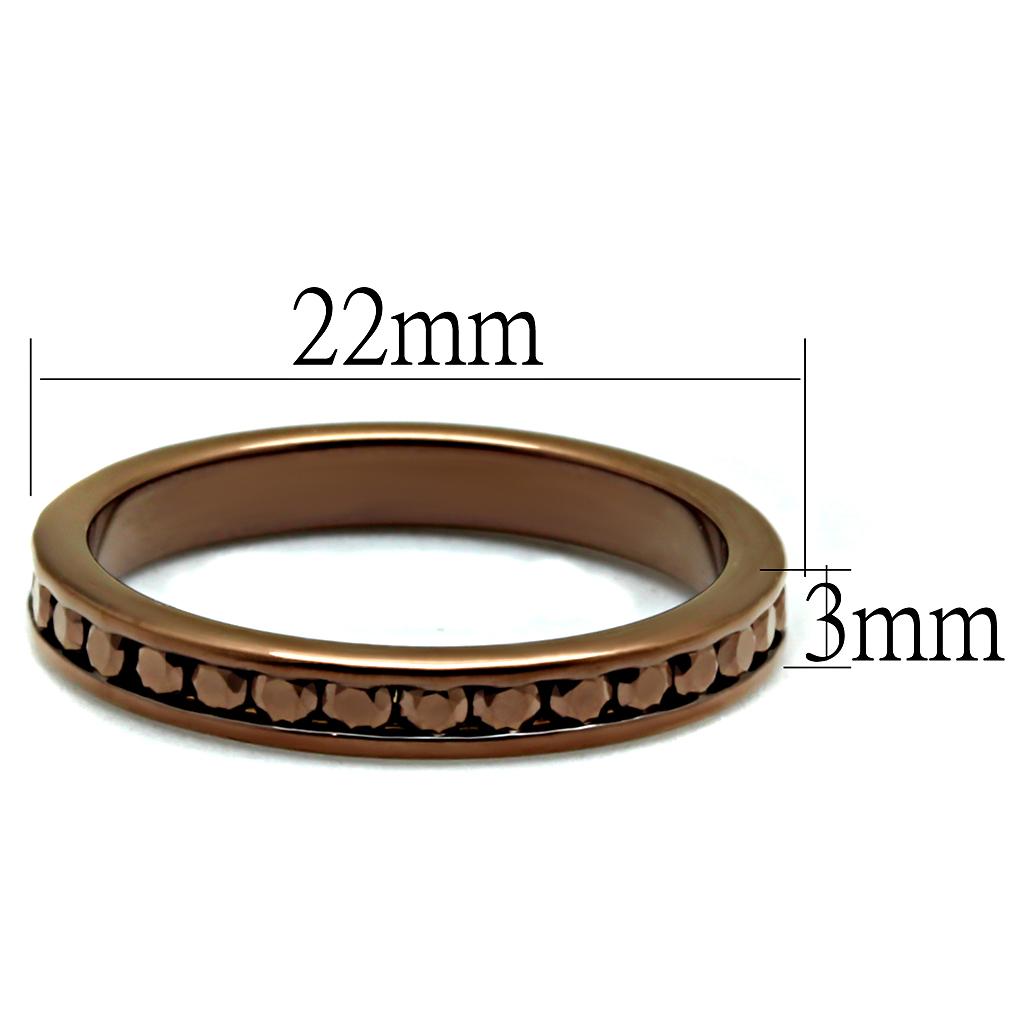 3W1137 - IP Coffee light Brass Ring with AAA Grade CZ  in Brown