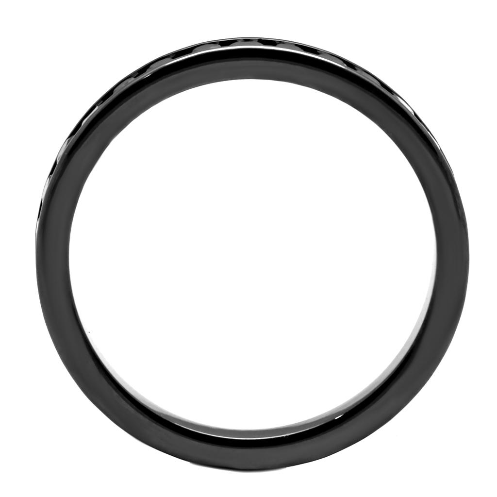 3W1138 - IP Light Black  (IP Gun) Brass Ring with AAA Grade CZ  in Light Gray