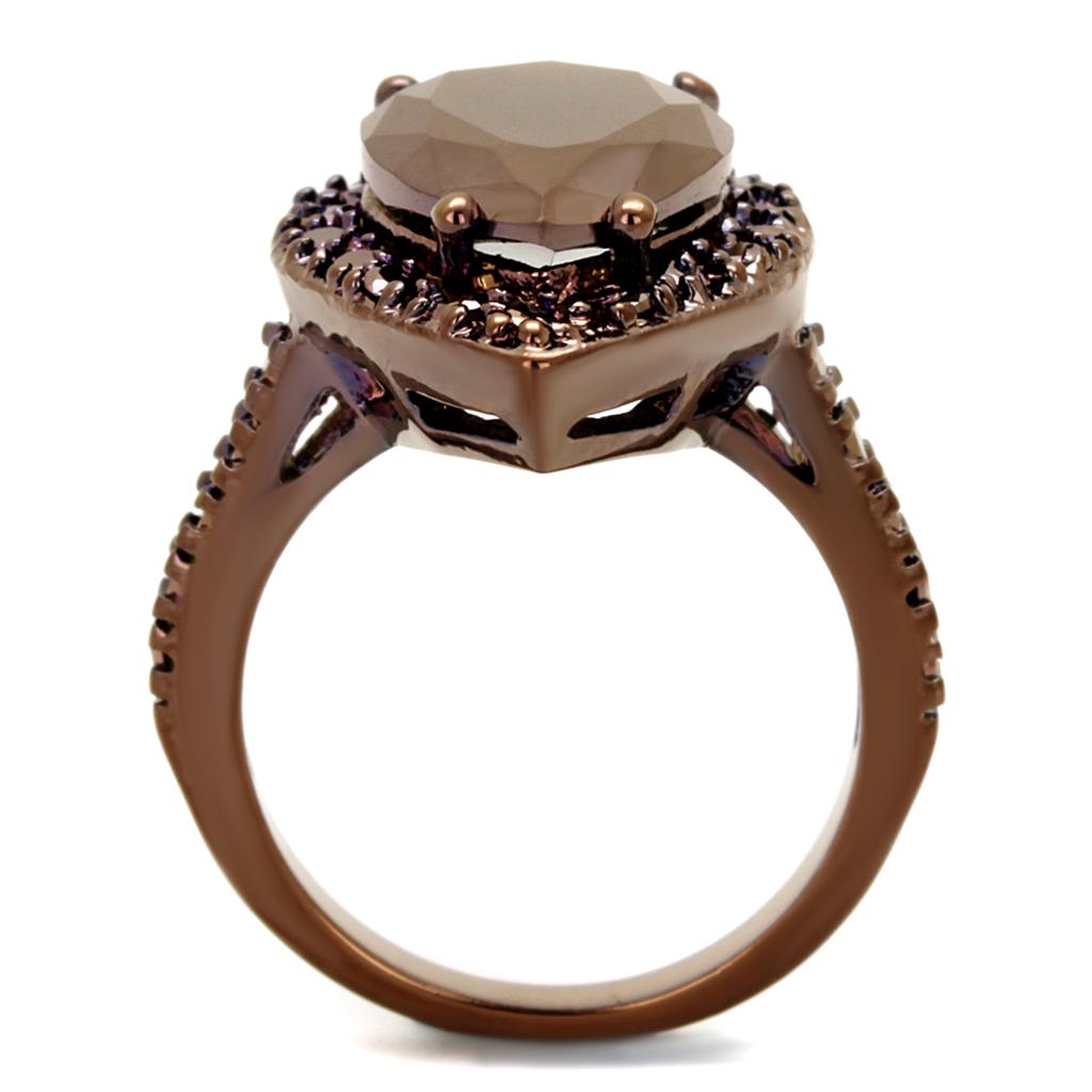 3W1153 - IP Coffee light Brass Ring with AAA Grade CZ  in Light Coffee