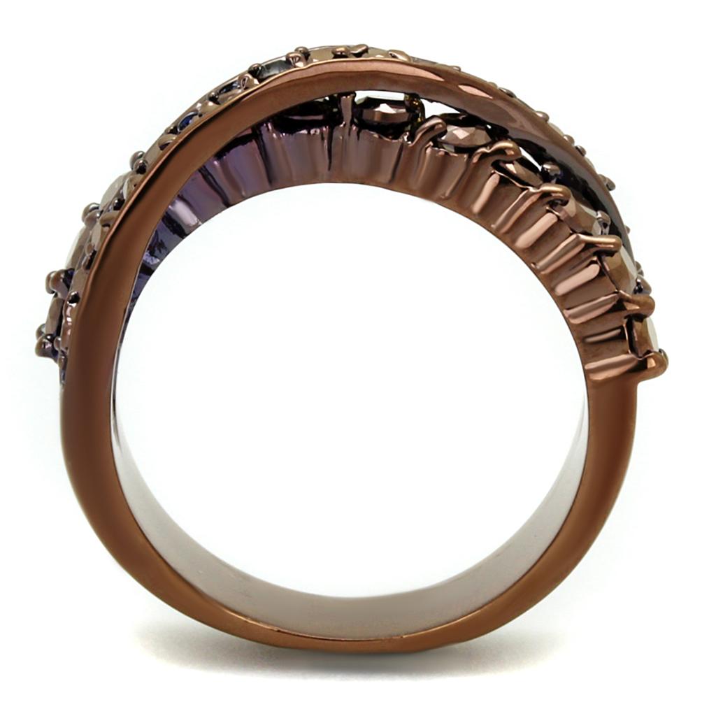 3W1155 - IP Coffee light Brass Ring with AAA Grade CZ  in Light Coffee