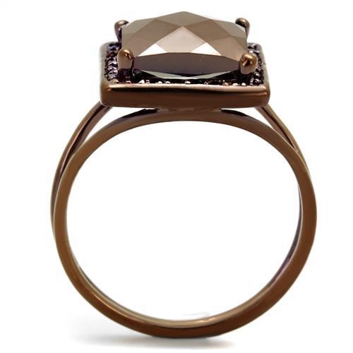 3W1165 - IP Coffee light Brass Ring with AAA Grade CZ  in Light Coffee