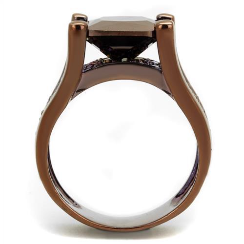 3W1169 - IP Coffee light Brass Ring with AAA Grade CZ  in Light Coffee