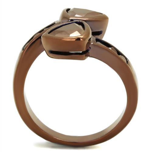 3W1172 - IP Coffee light Brass Ring with AAA Grade CZ  in Light Coffee