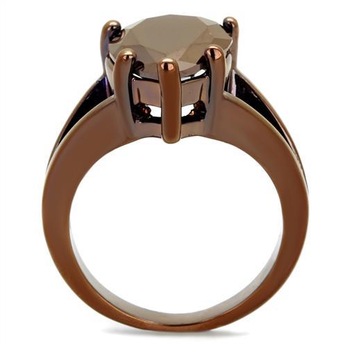 3W1174 - IP Coffee light Brass Ring with AAA Grade CZ  in Light Coffee