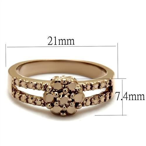 3W1192 - IP Rose Gold(Ion Plating) Brass Ring with AAA Grade CZ  in Metallic Light Gold