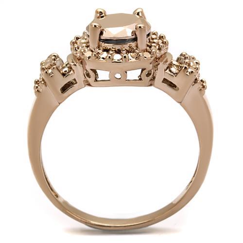 3W1193 - IP Rose Gold(Ion Plating) Brass Ring with AAA Grade CZ  in Metallic Light Gold