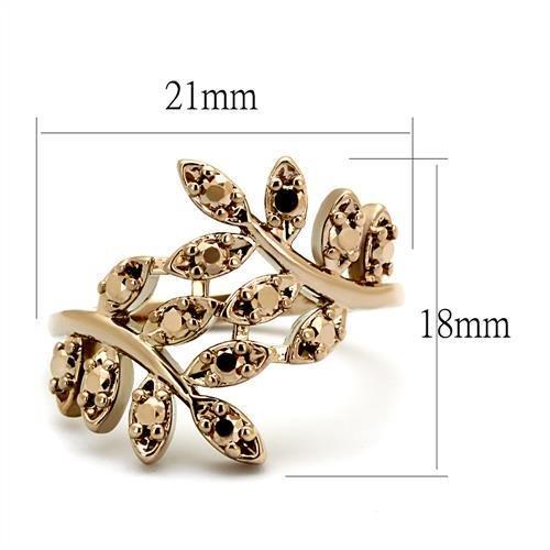 3W1194 - IP Rose Gold(Ion Plating) Brass Ring with AAA Grade CZ  in Metallic Light Gold