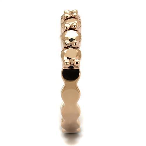 3W1195 - IP Rose Gold(Ion Plating) Brass Ring with AAA Grade CZ  in Metallic Light Gold