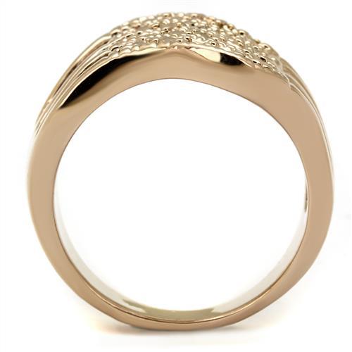 3W1196 - IP Rose Gold(Ion Plating) Brass Ring with AAA Grade CZ  in Metallic Light Gold