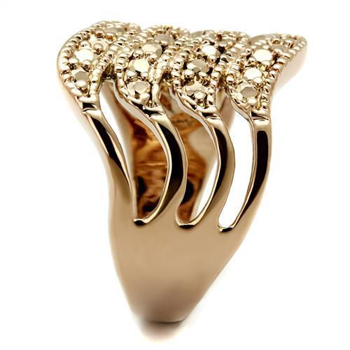 3W1196 - IP Rose Gold(Ion Plating) Brass Ring with AAA Grade CZ  in Metallic Light Gold