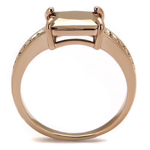 3W1197 - IP Rose Gold(Ion Plating) Brass Ring with AAA Grade CZ  in Metallic Light Gold