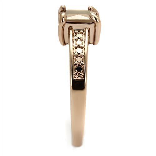 3W1197 - IP Rose Gold(Ion Plating) Brass Ring with AAA Grade CZ  in Metallic Light Gold