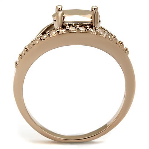 3W1198 - IP Rose Gold(Ion Plating) Brass Ring with AAA Grade CZ  in Metallic Light Gold