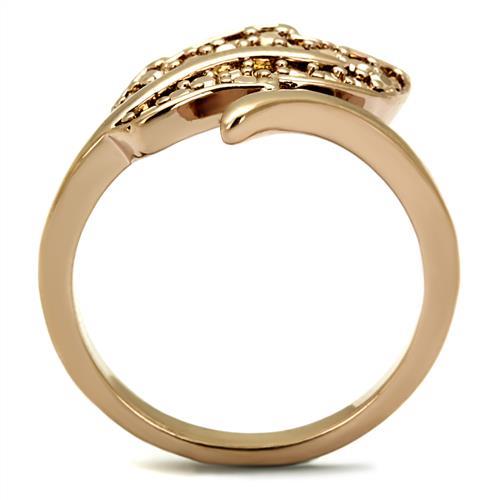 3W1200 - IP Rose Gold(Ion Plating) Brass Ring with AAA Grade CZ  in Metallic Light Gold