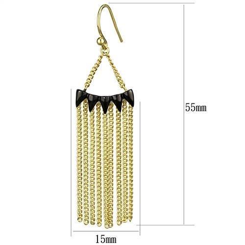 3W1206 - Gold+Ruthenium Brass Earrings with Top Grade Crystal  in Clear