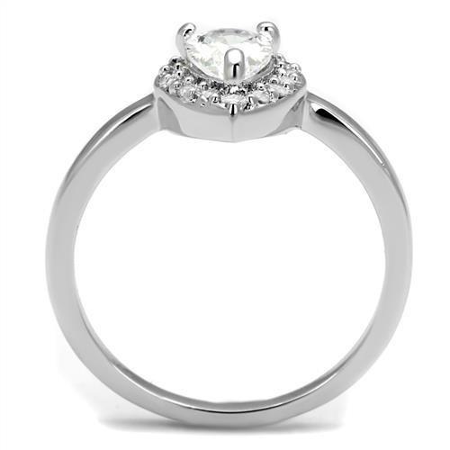 3W1219 - Rhodium Brass Ring with AAA Grade CZ  in Clear