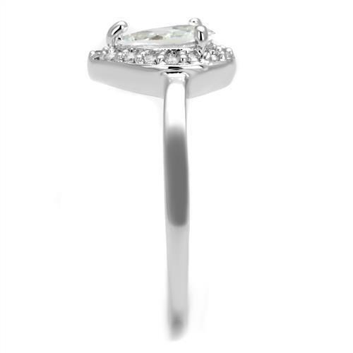 3W1219 - Rhodium Brass Ring with AAA Grade CZ  in Clear