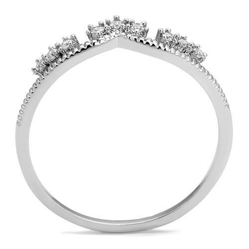 3W1226 - Rhodium Brass Ring with AAA Grade CZ  in Clear