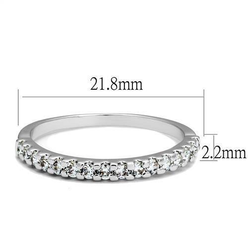 3W1232 - Rhodium Brass Ring with AAA Grade CZ  in Clear