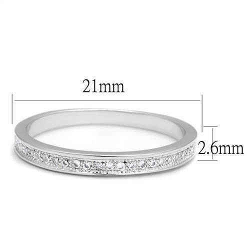 3W1234 - Rhodium Brass Ring with AAA Grade CZ  in Clear