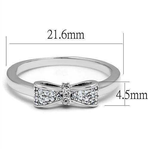 3W1235 - Rhodium Brass Ring with AAA Grade CZ  in Clear